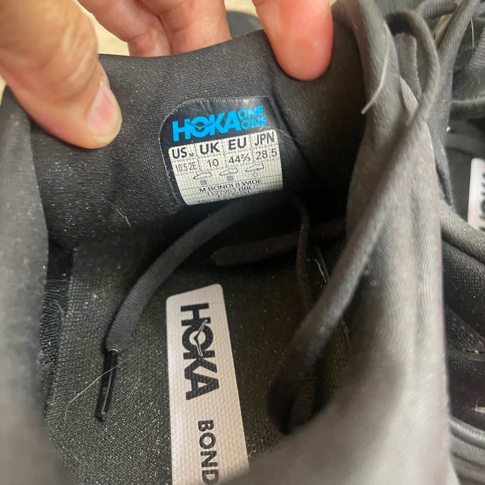 Hoka one one Bondi 8 Wide Mens 10.5 2E Triple Black Running Shoes athletic  euc - Picture 7 of 10